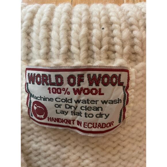 Vintage Hand Knit World of Wool Vintage American Flag sweater w/ zip RARE HEAVY - Picture 3 of 6